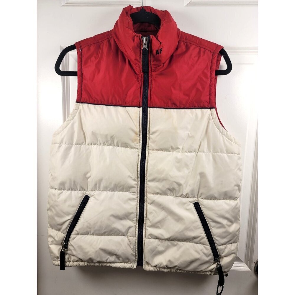 Vintage Abercrombie Puffer Vest Red &‎ White Zipper Closure Size M